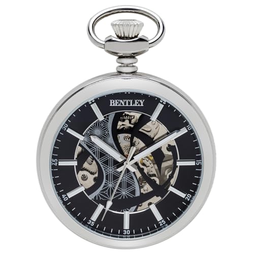 [クレファー] 懐中時計 アナログ メンズ シンプル 機械式 手巻き ベントレー シルバー BT-AP322-SV